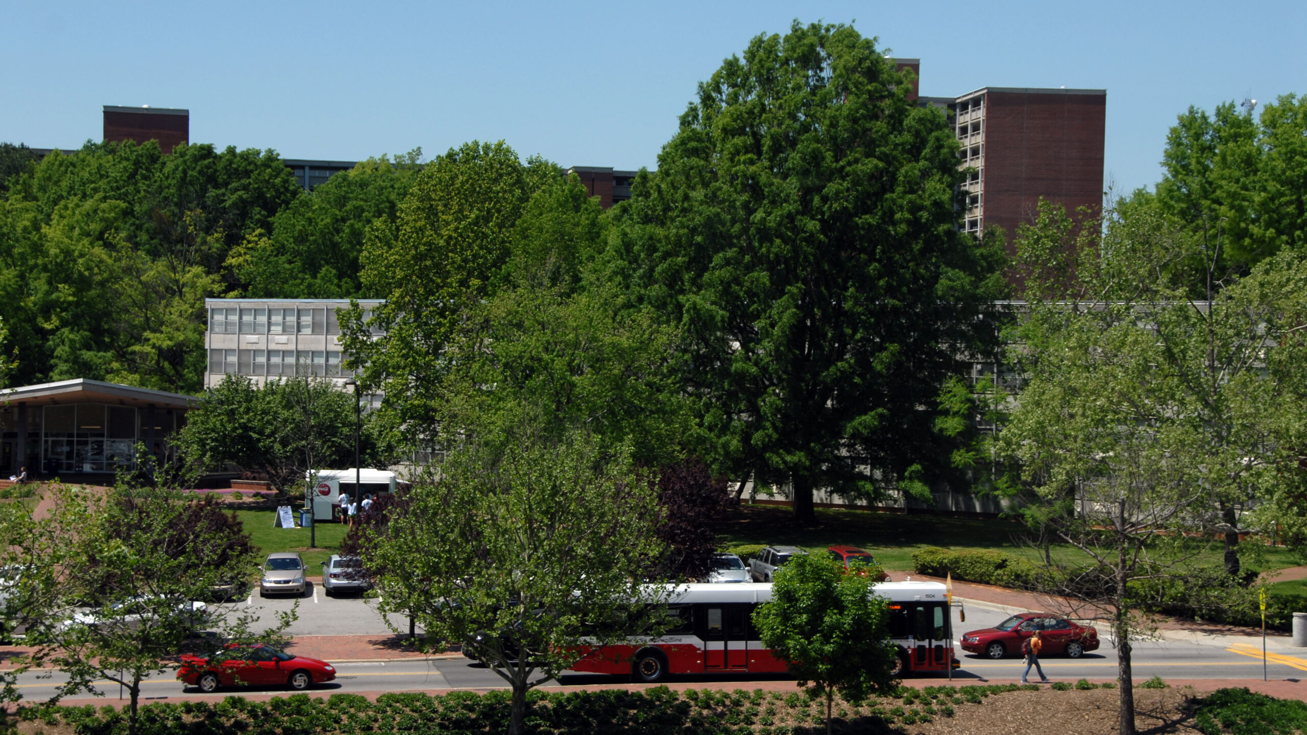 Sunny Spring day on main campus. PHOTO BY ROGER WINSTEAD